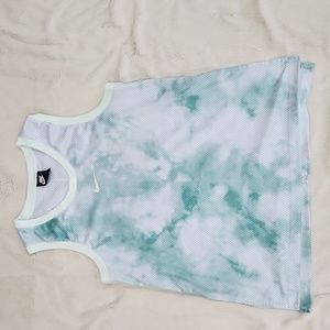 Nike Sleeveless Jersey Turquoise and White Tie-Dye Mesh | Women's Size Large